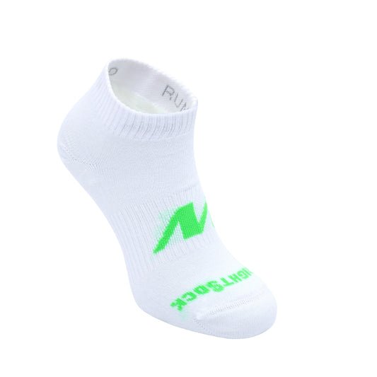 Running two style, Double Layer, Lo Quarter height, White sock.